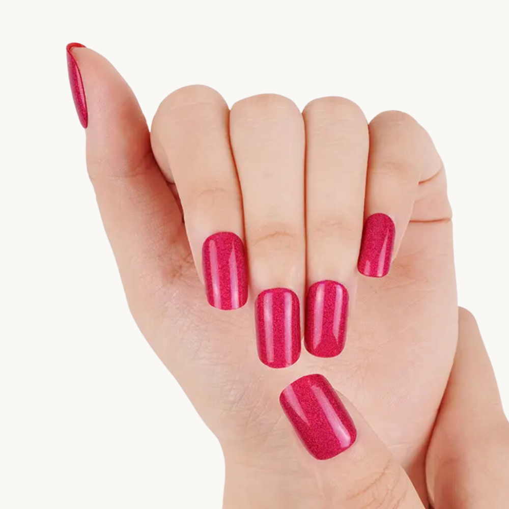 manucure gel rose paillete