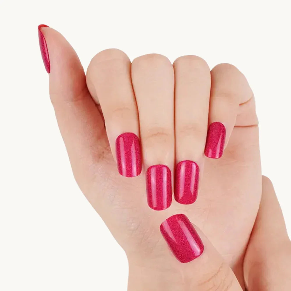 manucure gel rose paillete
