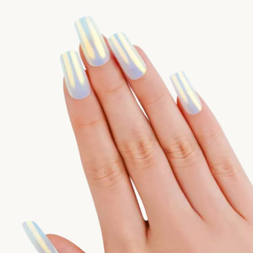 ongle gel bleu chrome