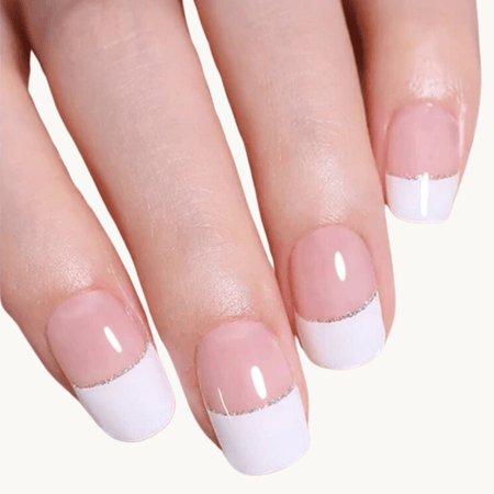 ongles gel french manucure pailletée