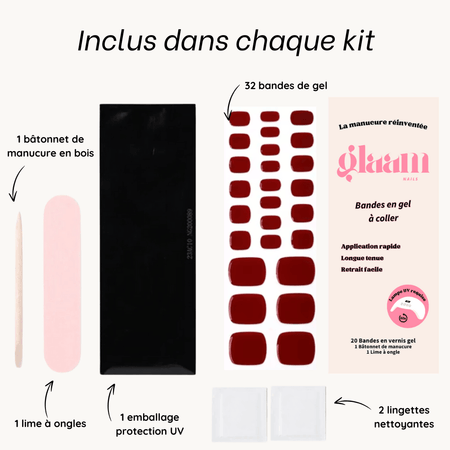 ongles gel UV rouge foncé