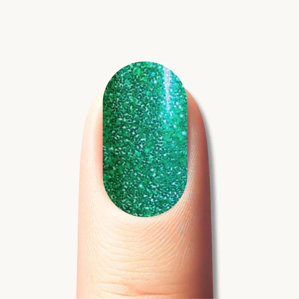 autocollant ongle gel uv vert paillete