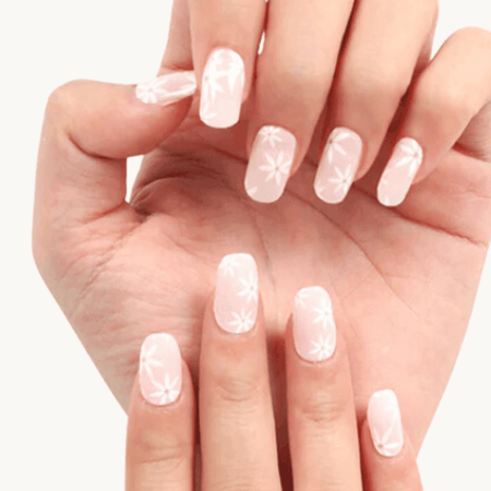 autocollants pour ongles en gel UV rose fleurie