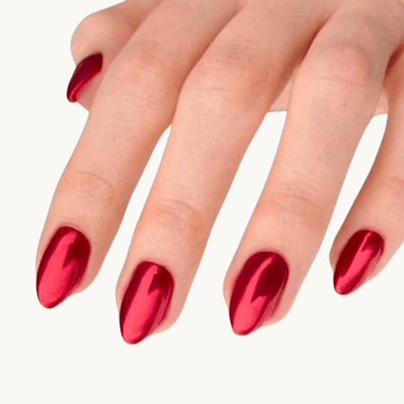 ongles en gel UV rouge effet chromé