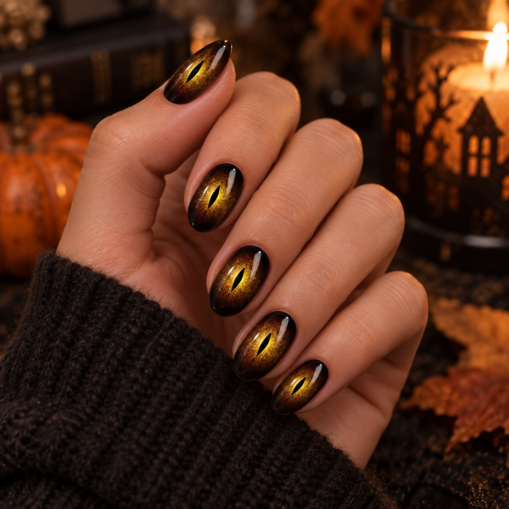 Autocollant ongles gel marron doré