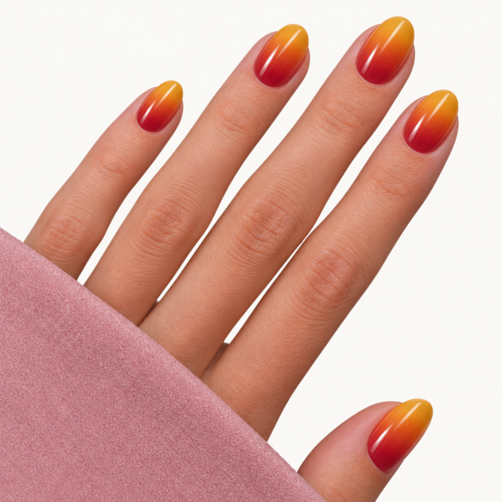 Autocollant ongles gel rouge orange