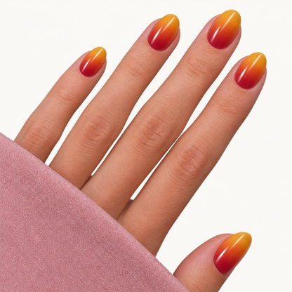 Autocollant ongles gel rouge orange