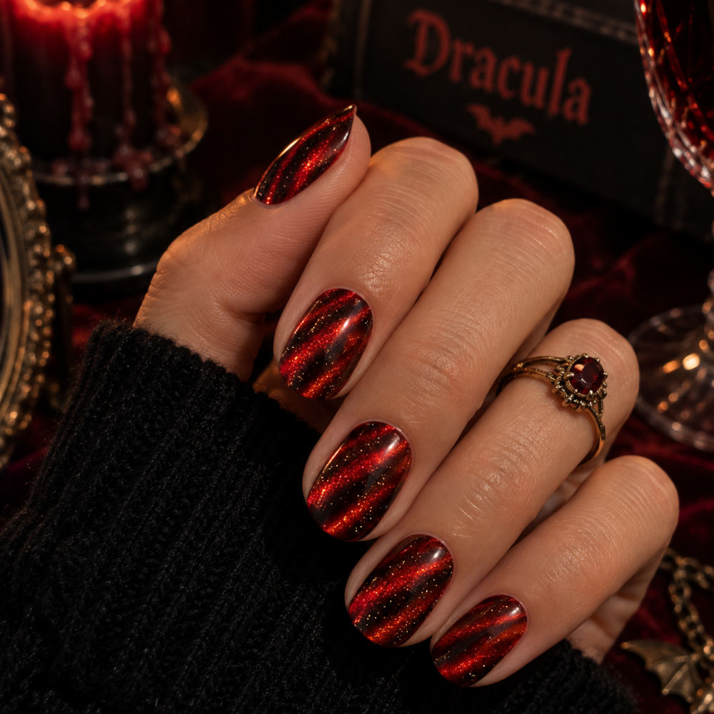Autocollant ongles gel rouge noir