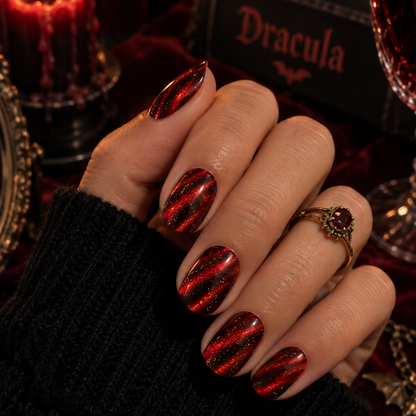 Autocollant ongles gel rouge noir