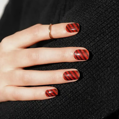 Sticker gel rouge noir pailleté