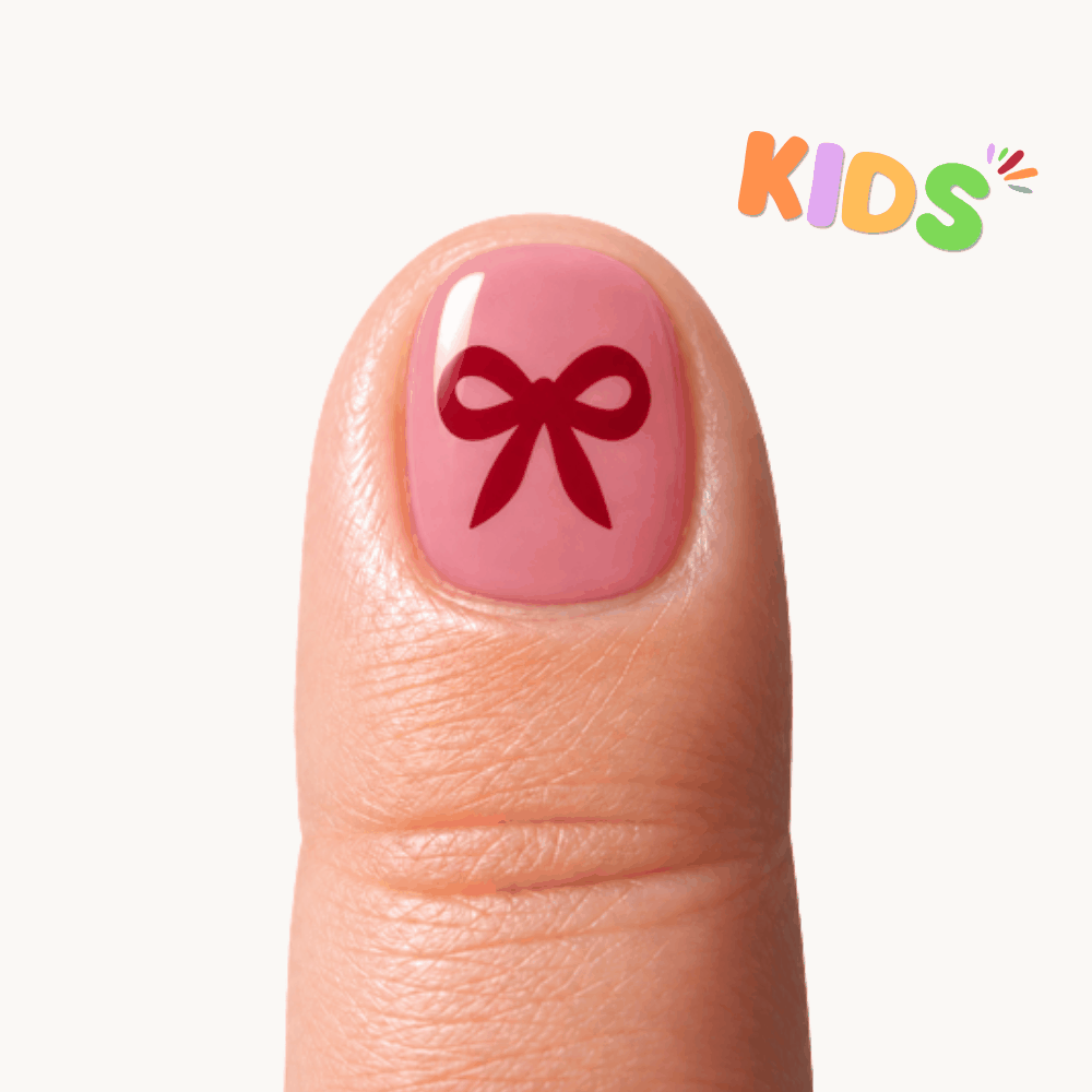 MARINETTE : stickers ongles enfant roses et crème, nœuds et fleurs